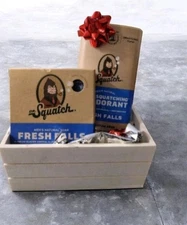 New! Dr. Squatch FRESH FALLS Deodorantk. & Bar Soap Cute Gift Wood Crate New