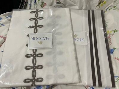 Matouk Italy NWT (2pc) Euro/King Shams 500TC Cotton Percale Chocolate Custom