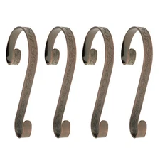 Stocking Scrolls Stocking Hanger- 4 Pack Embossed Holly (Oil-Rubbed Bronze)