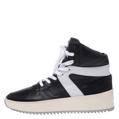 fear of god ハイカットスニーカー 黒/白 Fear Of God BlackWhite Leather Basketball High Top Sneakers Size