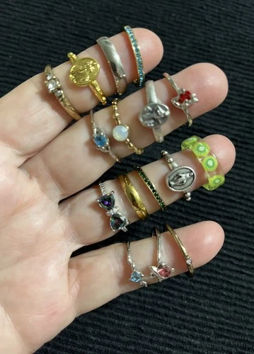 ⭐️ VINTAGE~MOD LOT OF 16 RINGS FASHION/COSTUME JEWELRY (NO MISSING STONES) ⭐️