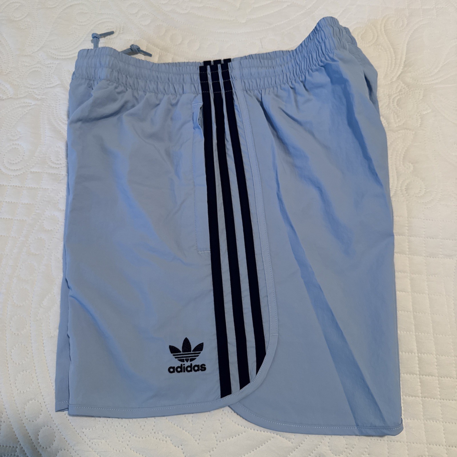 Adidas Originals Men's Size L Sky Blue/Navy Sprinter Shorts Zip Pockets JW6475 thumbnail 6