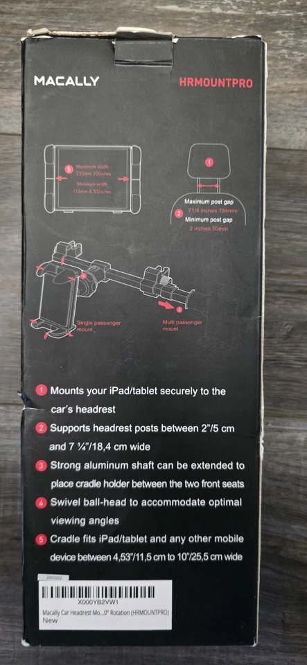 Macally Car Headrest Mount Holder for Apple iPad Pro/Air/Mini, Tablets, Nintendo - Image 3 of 4