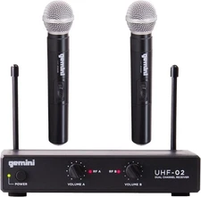Gemini UHF-02M-S12 Dual channel UHF Wireless system - handheld