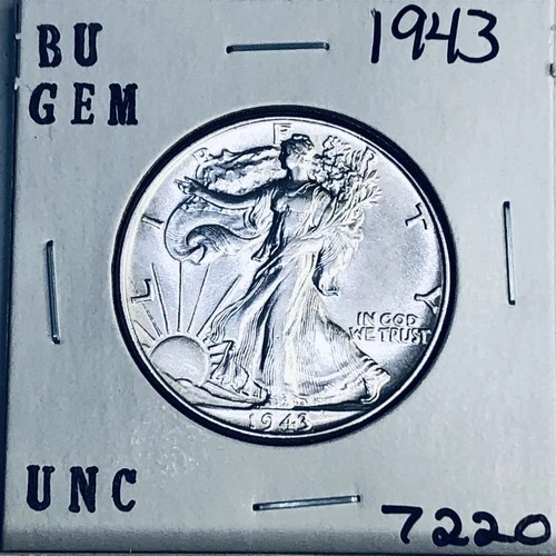 1943 BU GEM LIBERTY WALKING SILVER HALF UNC MS+++ U.S. MINT RARE COIN 7220