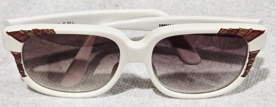 Gafas de sol EMMANUELLE KHANH 8080 RARAS blancas con diseño de piel de serpiente de la década de 1970 talla M Foto 4 de 4