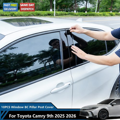 #ad Glossy Black PC Window BC Pillar Post Cover Trim For 2025 26 Toyota Camry 10PCS $16.99