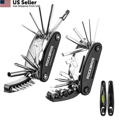ROCKBROS 16 In 1 Multi-Function Bike Tool Kit - Portable Foldable Black
