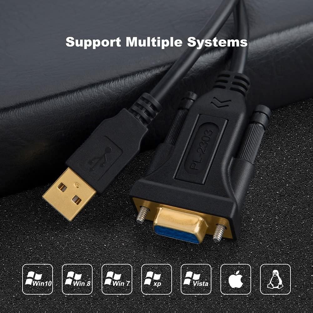 Adaptador USB a RS232 con chipset FTDI, 3 ft USB 2.0 macho a RS232 hembra DB9, imagen 3