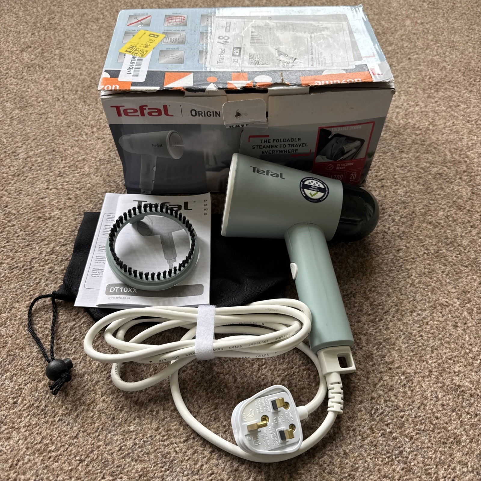 Tefal DT1034G0 Origin Travel Handheld Steamer in original box