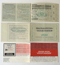 Voigtlander Warranty Cards: Dynarex, Skoparex, Contaflex 126