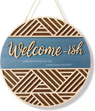 3D Welcome Sign for Front Door Rustic Front Door Decor Welcome-Ish Door Decor Ha