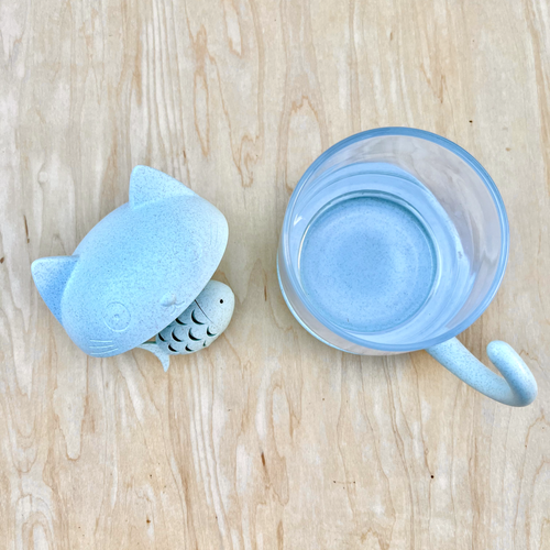 Tazza da tè in vetro per gatti con infusore tè pesce filtro gattino blu regalo - Foto 4 di 6
