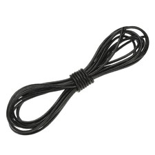 Round Leather Cord, 2mm x 5.5 Yards Full-Grain Leather String Rope, Black