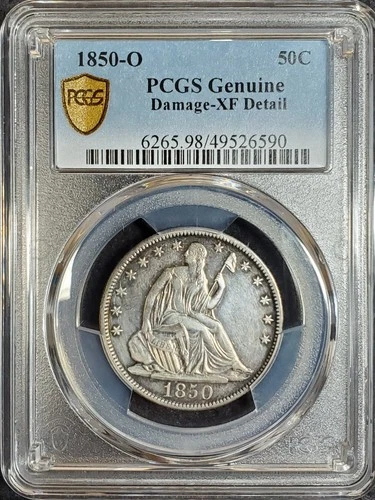 1850-O Silver Seated Liberty Half Dollar PCGS Genuine XF Detail