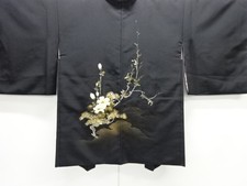 7722713: JAPANESE KIMONO JAPANESE HAORI COAT / HAND PAINTED / FLOWER