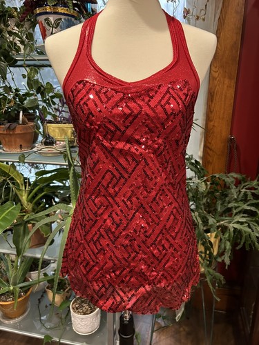 Curtain Call Red Sequin Dance Leotard Dress Costume E1254 Adult/Med