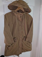 H&M DIVIDED Beige Hooded Mid-Length Lightweight Women's Jacket Size US 8