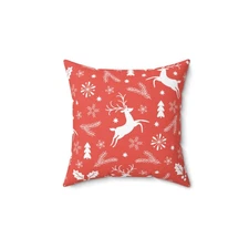 Festive Deer Throw Pillow, Holiday Decor, Seasonal Cushion, Cozy Home Accent