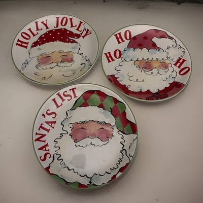 Vintage Rosanna (set of 3) Santa Claus  Plates 8  Plates Ho Ho - Holly Jolly