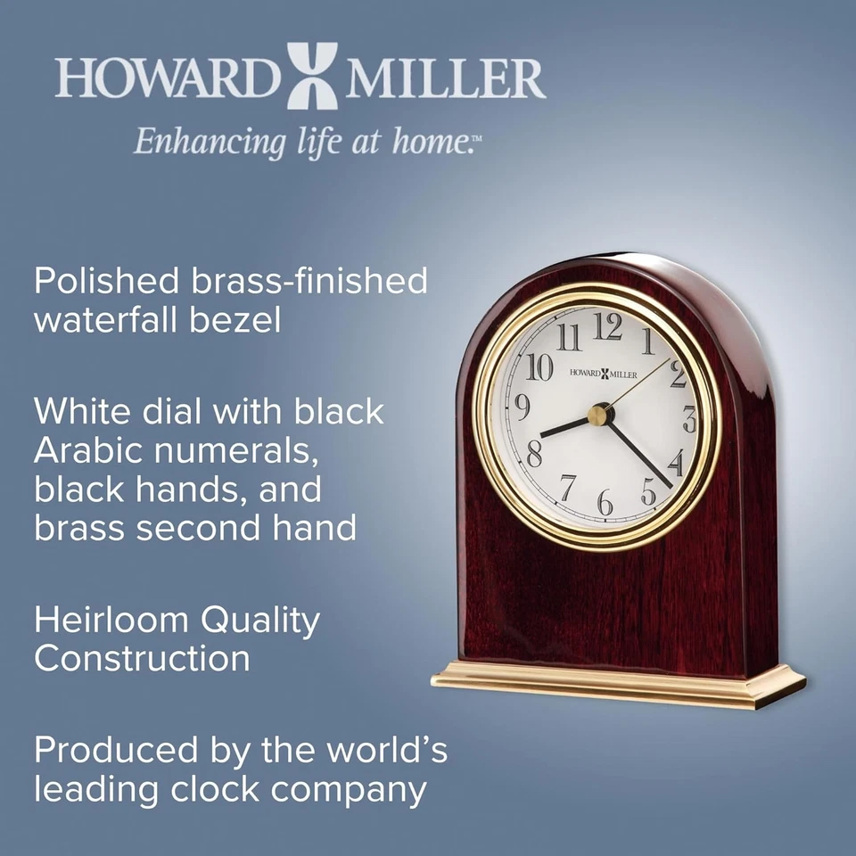 Howard Miller Bailey Tabletop Clock – High Gloss Wooden Finish Clock Battery Ope - Image 4 of 4