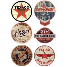 6x Vintage Oil Stickers STP Retro Racing Car Moto Gasoline Stickers 10*10cm UK