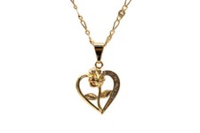 Heart Rose Pendant with Necklace Chain Gold Filled NEW