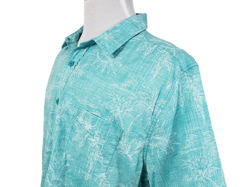 Haggar Hawaiian Shirt Mens Size XXL Button Up Short Sleeve Floral Print Green - Picture 3 of 10