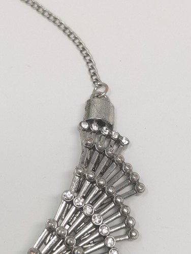 Silver-tone statement collar necklace, Chunky statement silver necklace - Picture 8 of 14