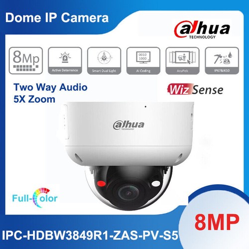 Dahua IPC-HDBW3849R1-ZAS-PV 8MP 5xZoom TiOC3.0 WizSense IP Camera POE 2-Way Talk
