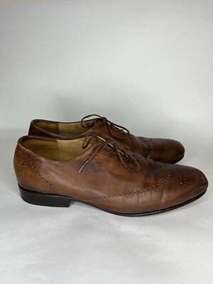tauer and johnson shoes Lace Up Oxfords Men Size 10D Brown Leather Wing Tip 