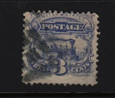 1869 Sc 114 sound used single, 3c ultramarine Locomotive CV $16 (09