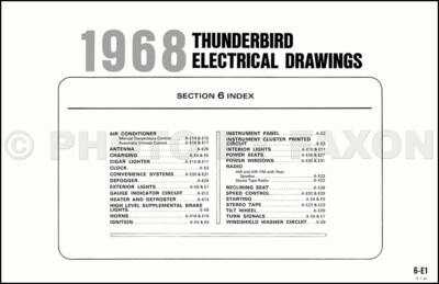 1968 Ford Thunderbird Verdrahtungsplan Schaltplan Tbird T Bird Original