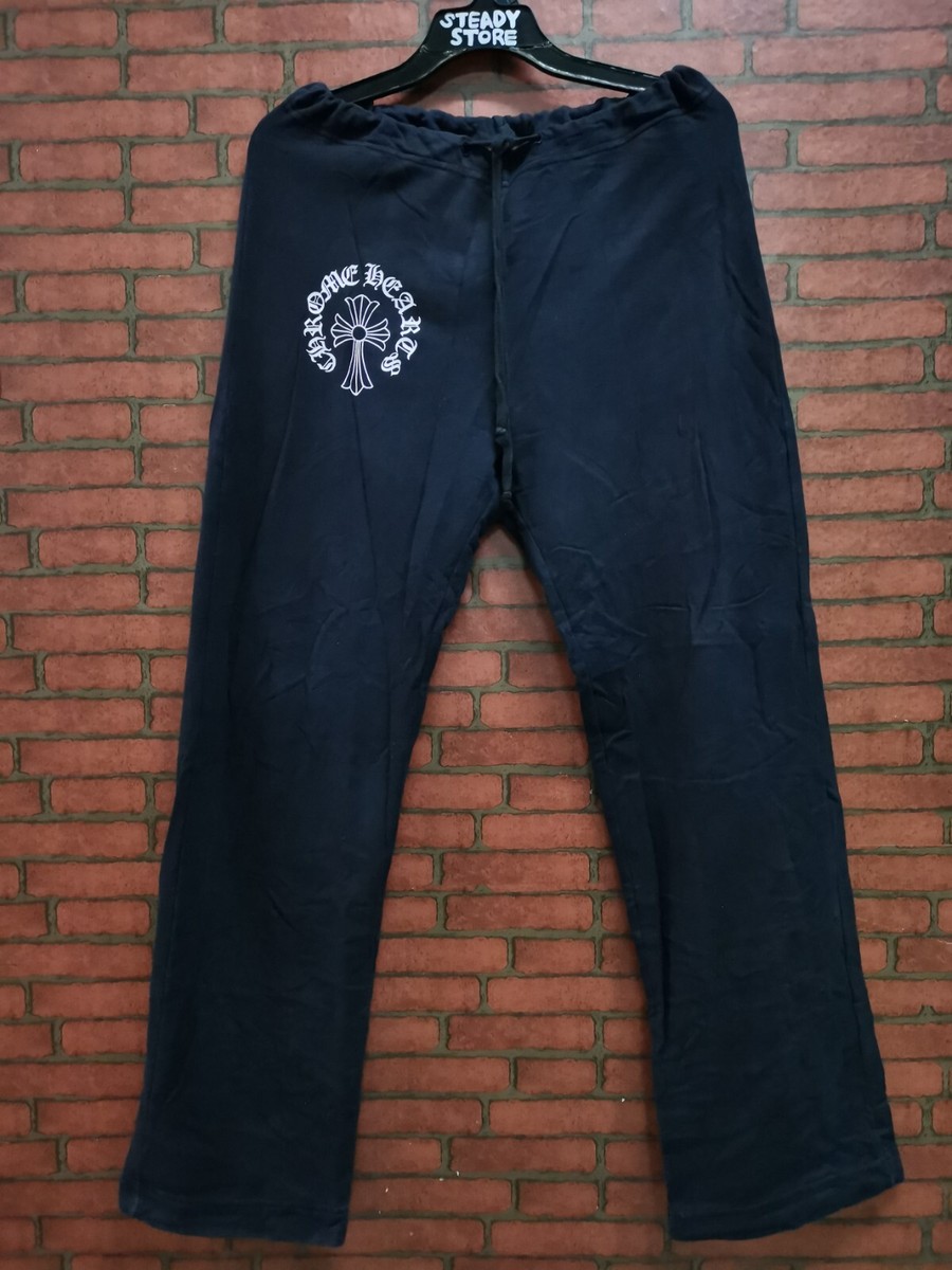 VINTAGE CHROME HEARTS T BAR LOGO FLARED SWEATPANTS PANTS M/L VINTAGE CHROME HEARTS T BAR LOGO FLARED SWEATPANTS PANTS M/L