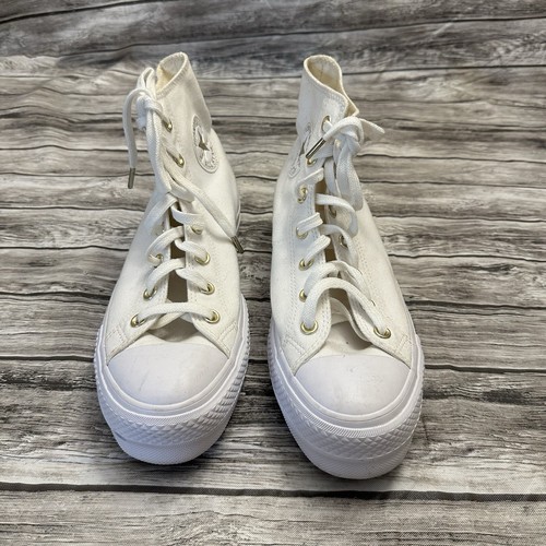 Converse Chuck Taylor All Star High Top White Platform Shoes Size 10 Womens - Picture 5 of 12