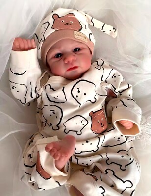 19Inch Reborn Baby Doll Blue Elijah Make-Up Handmade 3D Skin Multiple Layers 