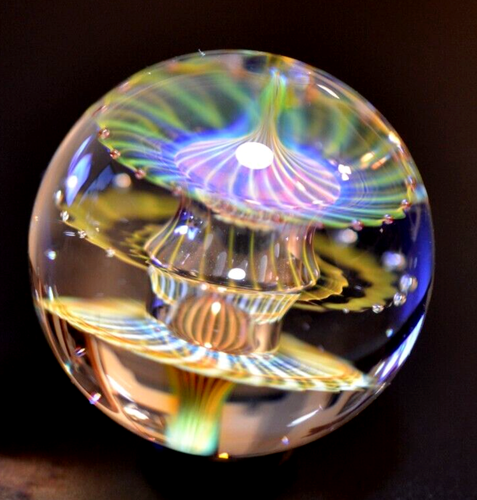 RYAN WHITMORE GLASS MARBLE/1.683"-BUTTERSCOTCH TRIPLE-TANGERINE,MAGENTA + - Picture 2 of 14