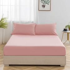 Image of 40CM FITTED SHEET 100% EGYPTIAN COTTON BED SHEETS SINGLE DOUBLE SUPER KING SIZE