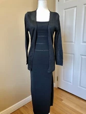 SYG DESIGNER TWO PIECE LONG KNIT DRESS W/SWEATER SLEEVELESS STRETCH SIZE 2