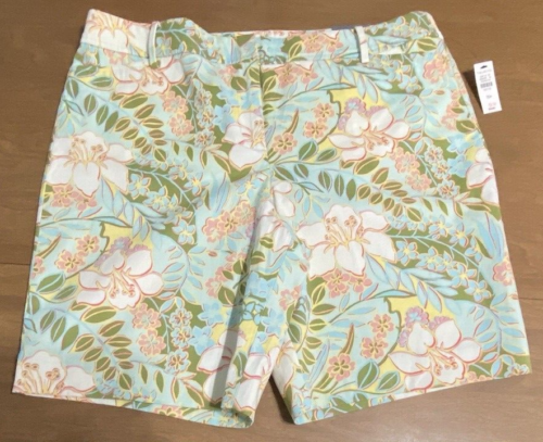 Womens Shorts Size 16P TALBOTS Hibiscus Floral Print Casual Bermuda New NWT $60