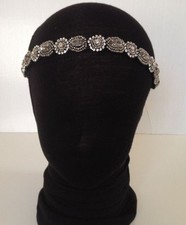 1920's  SILVER  CRYSTAL DIAMANTE BEADED HEADBAND FLAPPER GATSBY WEDDING BRIDAL