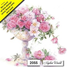  2055 TWO Paper LUNCHEON Decoupage Art Craft Napkins - FLOWERS ARRANGEMENT