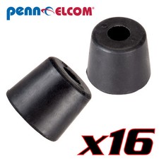 Sixteen Pack Penn Elcom 9105 Rubber Cabinet Foot 1" Dia. x 0.85" H Heavy-duty