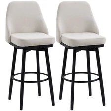 HOMCOM Bar Height Bar Stools Set of 2, Modern 360° Swivel Barstools, 29.5 Inch