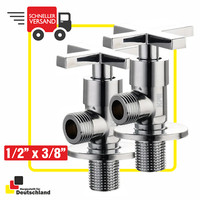 "Design 2 Eckventil Set Regulierventil 1/2\" 3/8“ Wandarmatur Wandanschluss Kreuz"