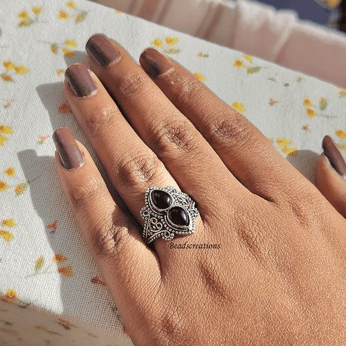 Anillo de joyería de ónix negro natural diseñador ovalado anillo de mujer regalo - Imagen 2 de 8