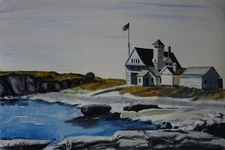 Fine unique painting – American modernist landscape, signed Edward Hopper, w COA