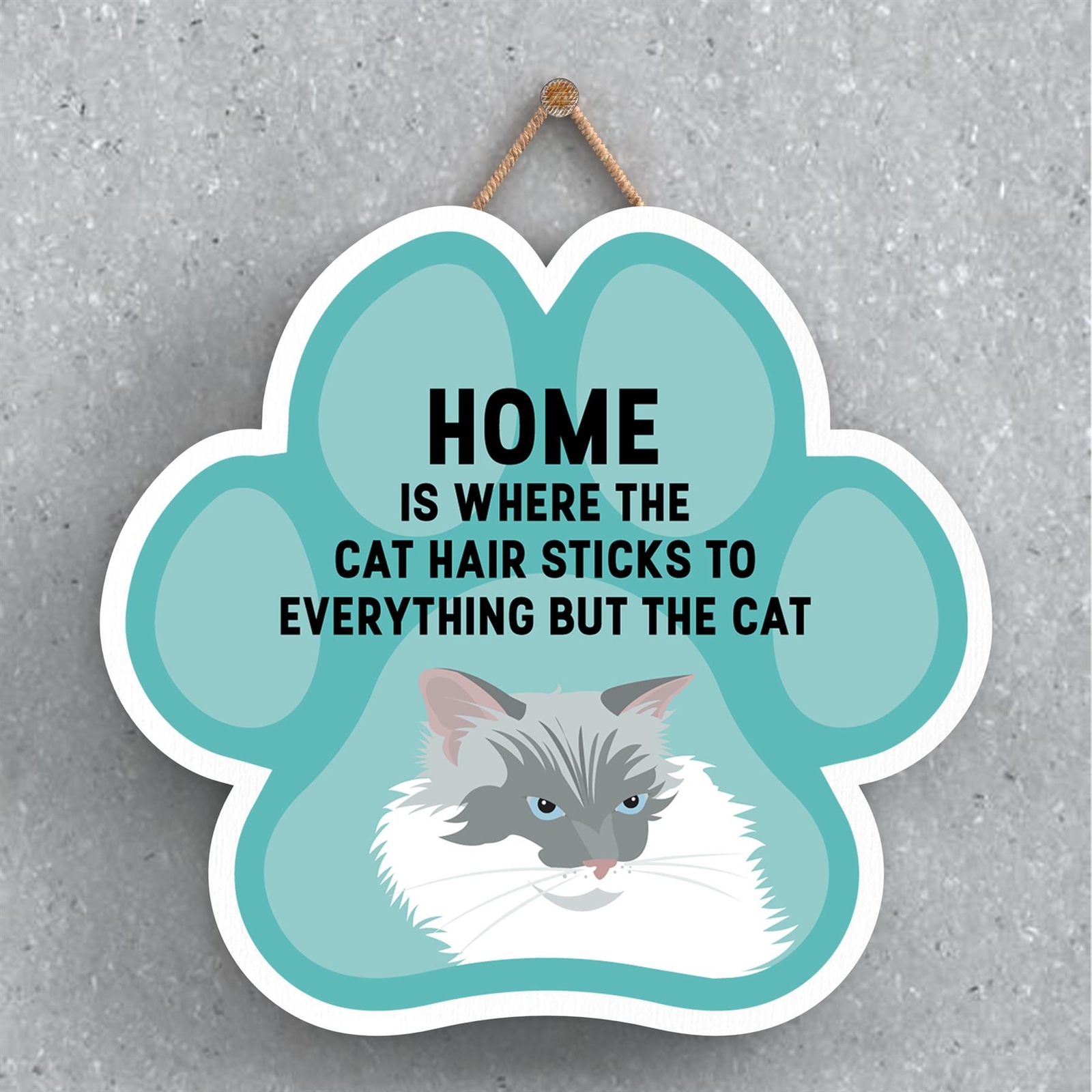 White Cat Hair Sticks To Everything Katie Pearson Pawprint Wooden Plaque