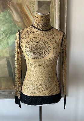 Vintage JEAN PAUL GAULTIER Mesh Fuzzi Gold+Black Long Sleeve Vintage JEAN PAUL GAULTIER Mesh Fuzzi Gold+Black Long Sleeve
