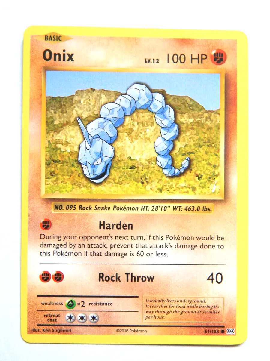 Onix 61/108 (NM, Pokemon Card, Evolutions, 2016, Fighting, Common)